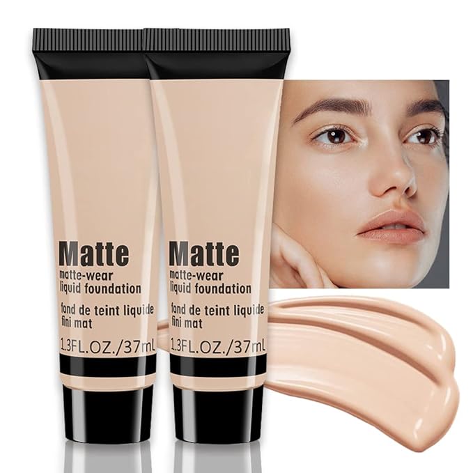 2 Pack Liquid Foundation Cream for Face Makeup,Durable