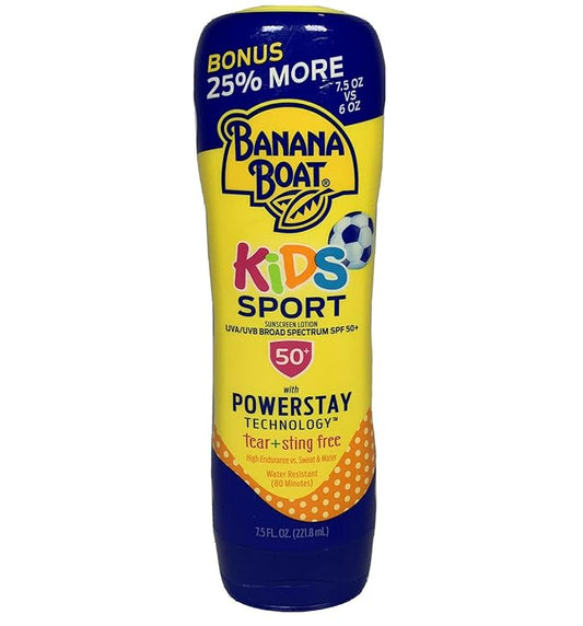 Banana Boat Kids Sport Tear-Free, Sting-Free Broad Spectrum Sunscreen Lotion, SPF 50+ - 7.5 Ounce