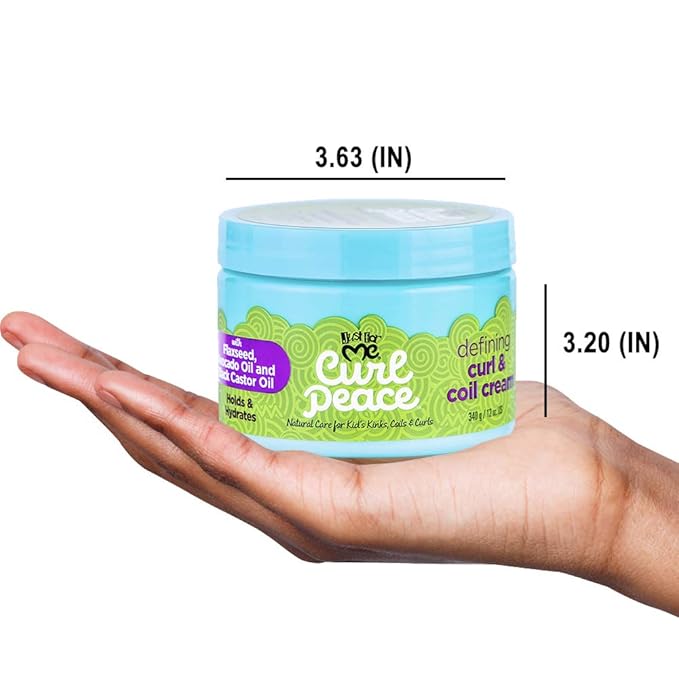 Just For Me Curl Peace Defining Curl & Coil Cream - Holds & Hydrates, Contains Flaxseed, Avocado Oil & Black Castor Oil, No Animal Testing, 12 oz