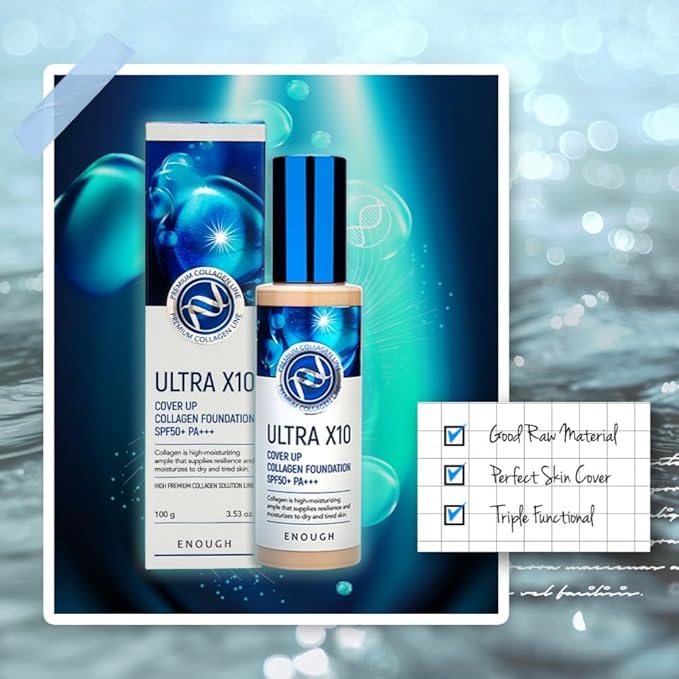 Enough Ultra X10 Cover Up Collagen Foundation, SPF50+ 3.53 oz