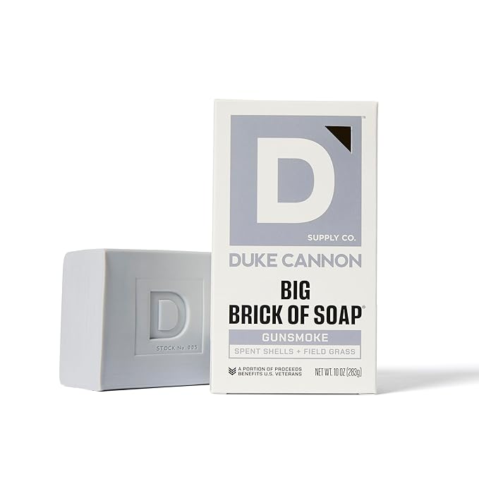 Duke Cannon Supply Co. Big Brick of Soap Bar for Men Gun Smoke (Wood, Bourbon & Leather) Multi-Pack - Superior Grade, Extra Large, Masculine Scents, All Skin Types, Paraben-Free, 10 oz (3 Pack)
