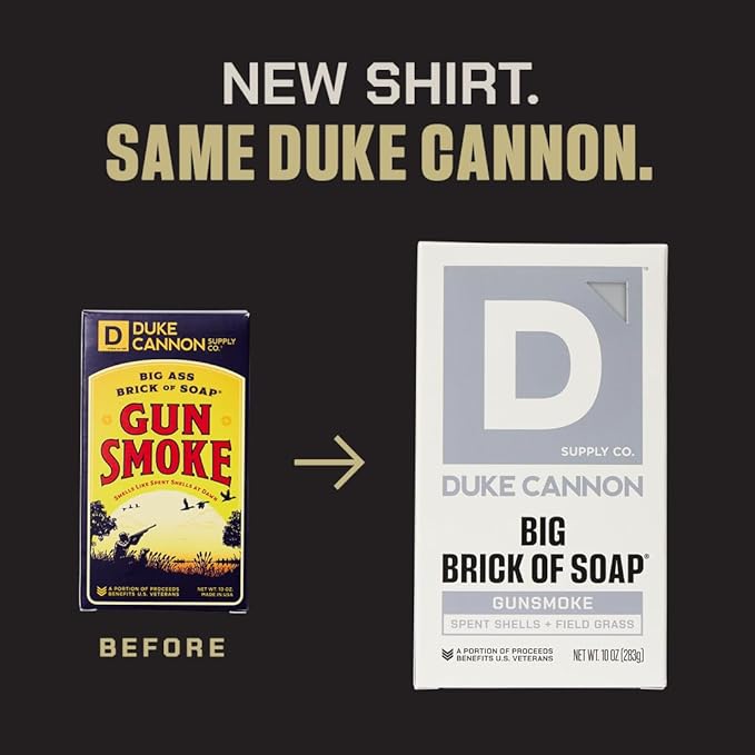Duke Cannon Supply Co. Big Brick of Soap Bar for Men Gun Smoke (Wood, Bourbon & Leather) Multi-Pack - Superior Grade, Extra Large, Masculine Scents, All Skin Types, Paraben-Free, 10 oz (3 Pack)
