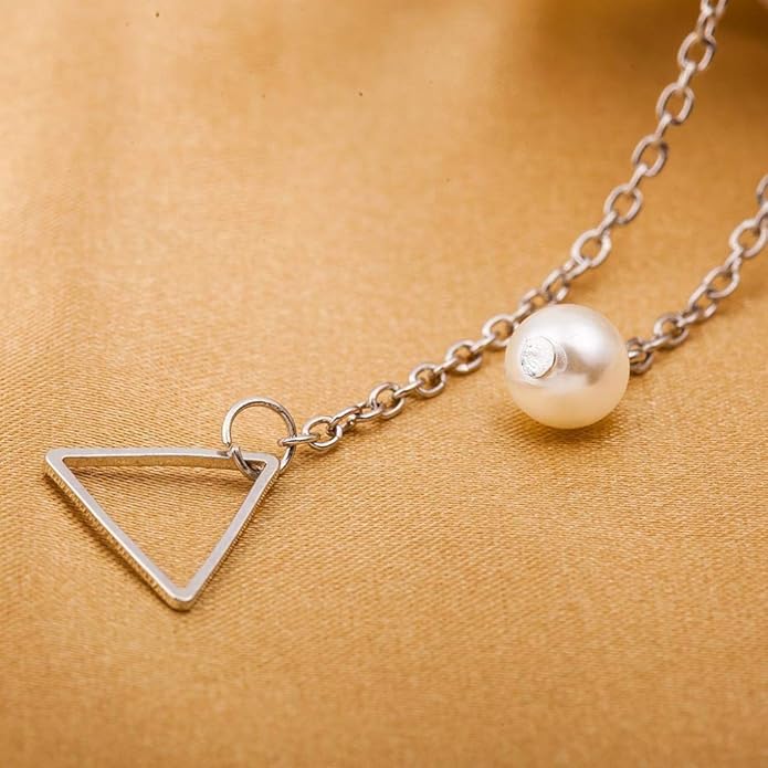 Hollow Triangle Metal Adjustable Pearl Simple