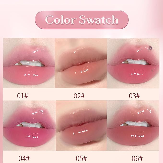 6 Colors Glasting Color Gloss, Lip-Plumping, Glossy, Natural Glasting