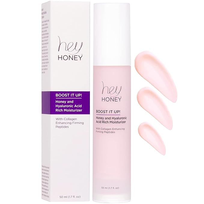 Hey Honey Skincare Boost It Up Honey Extract & Hyaluronic Acid Rich Moisturizer | Targets Premature and Advanced Signs of Aging | Cruelty Free, Clean Ingredients and Paraben Free | 1.7 Oz
