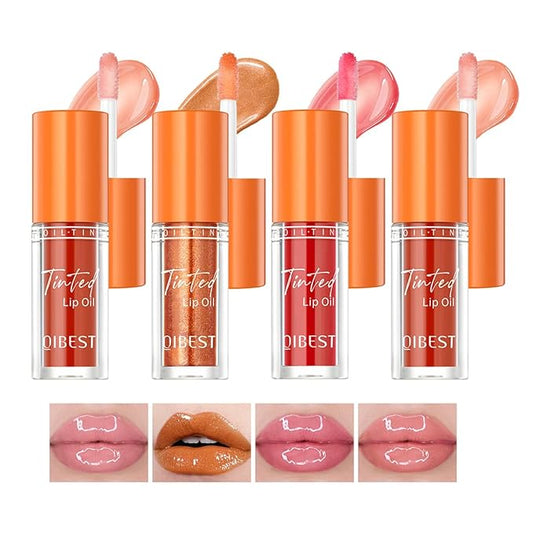 4Pcs Hydrating Lip Glow Oil,Moisturizing Lip Oil Big Hydrating