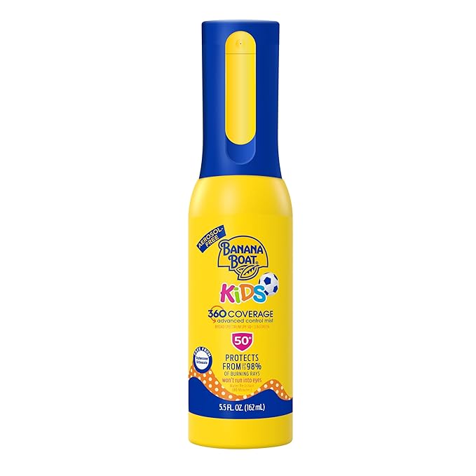 Banana Boat Kids 360 Coverage Sunscreen Mist SPF 50+ | Kids Sunscreen Applicator, Refillable Sunscreen Bottle, SPF 50 Sunscreen Spray Mist Bottle, Kids Spray Sunscreen, Non-Aerosol Sunscreen, 5.5oz