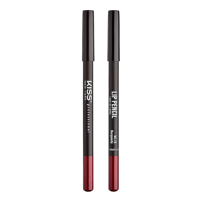 KISS New York Professional Slim Lip Pencil, Creamy Soft Lip Liner, Smooth Long-Lasting Rich Lip Color, Natural Lip Makeup, Water-Resistant Lip Crayon (Burgundy)