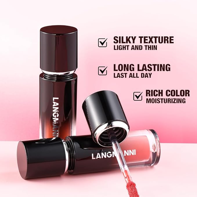 LANGMANNI Lip Oil Tint | Hydrating & Long-Lasting Lip Stain | Moisturizing And High Gloss Makeup,Non-Sticky Lip Stain For Watery And Silky Smooth Lips(#3 Coral Sunset)
