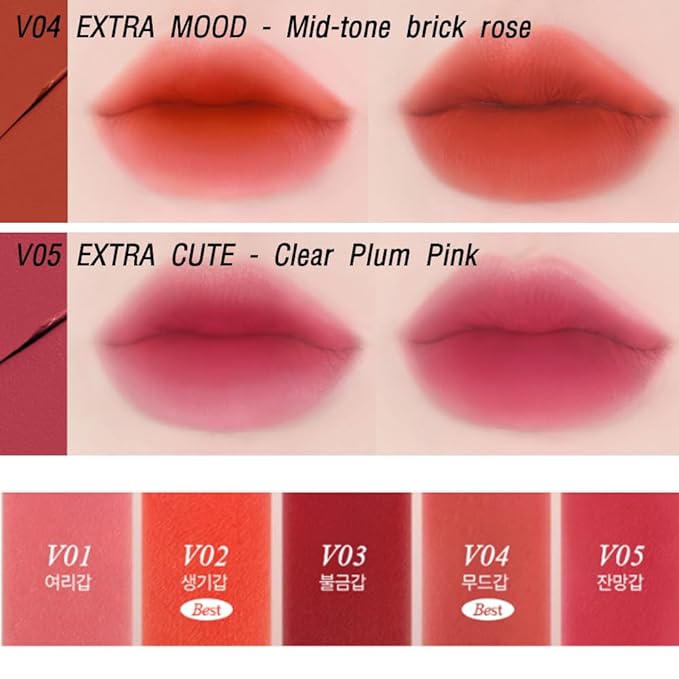 BBIA Last Velvet Tint - Soft & Creamy Matte Finish Lip Stain, Blur Effect with Velvety Texture, Long-Lasting, High Pigment, Lightweight, Non-Drying, Vegan, Korean Lip Makeup (V03 EXTRA RED)