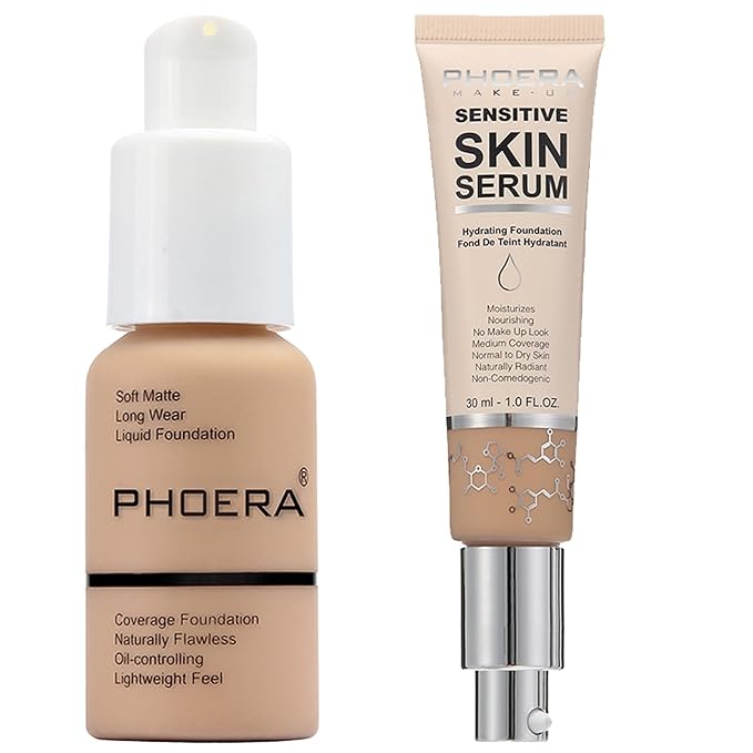 PHOERA Foundation Full Coverage,and Medium Coverage 2024 New Beige+Buff Beige)