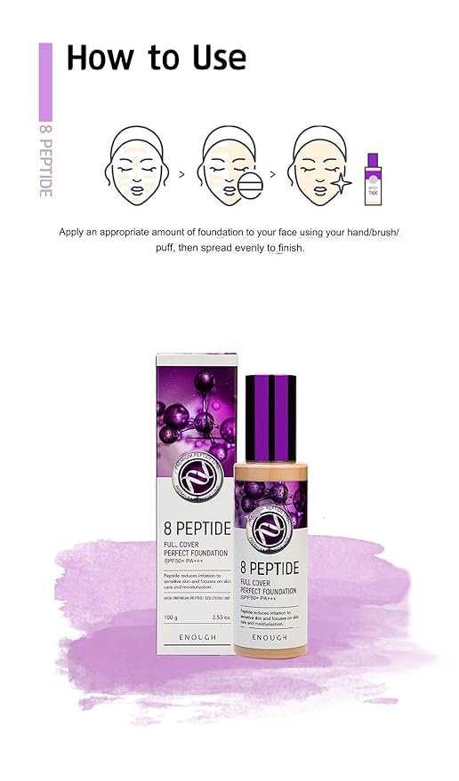 Enough 8 Peptide, Full Cover Perfect Foundation, SPF 3.53 oz