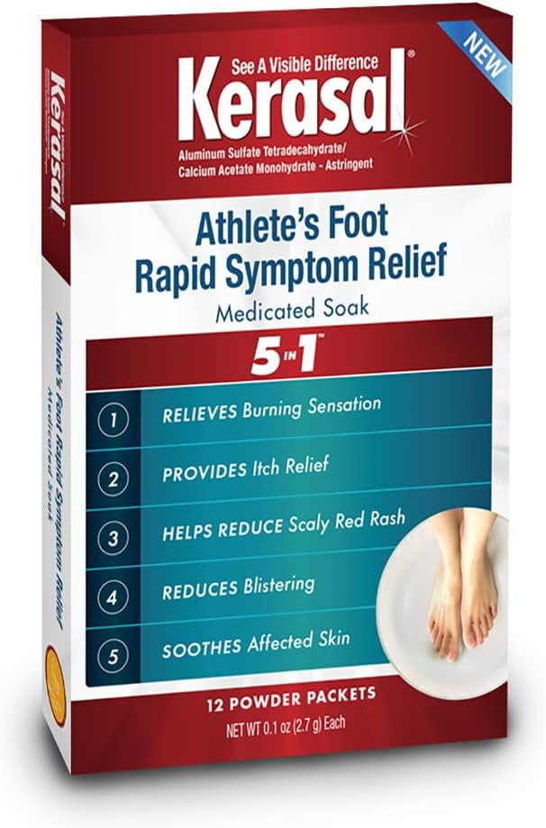 Kerasal Athlete's Medicated Foot Soak, Bath for 5-in-1 Rapid Symptom Relief, 12 Count, (Pack of 1)