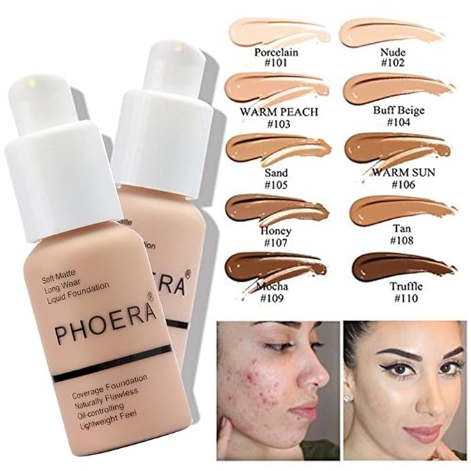 PHOERA Foundation, PHOERA Matte Liquid Foundation,PHOERA Makeup for Buff Beige*2) 30ml