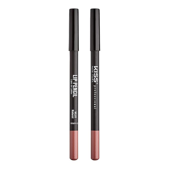KISS New York Professional Slim Lip Pencil, Creamy Soft Lip Liner, Smooth Long-Lasting Rich Lip Color, Natural Lip Makeup, Water-Resistant Lip Crayon (Natural)