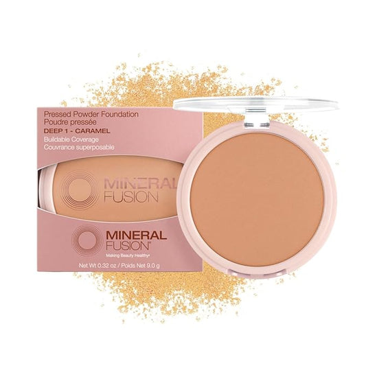 Mineral Fusion Pressed Powder Foundation, Deep 1 - Hypoallergenic, Cruelty-Free, 0.32 Oz