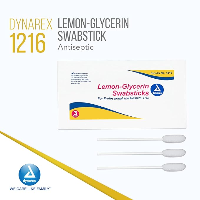 Dynarex lemon-glycerin swabsticks, pleasant tasting