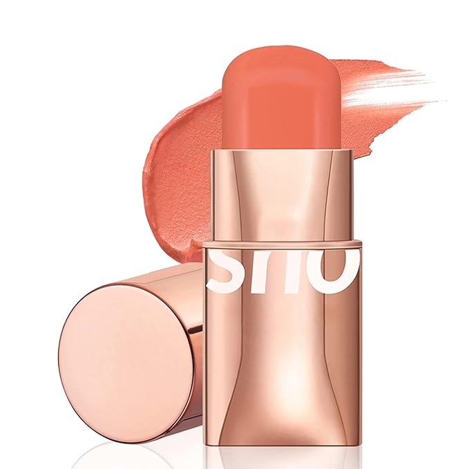 Cream Blush Stick for Cheeks Makeup, Waterproof Face Skin Tones-Orange