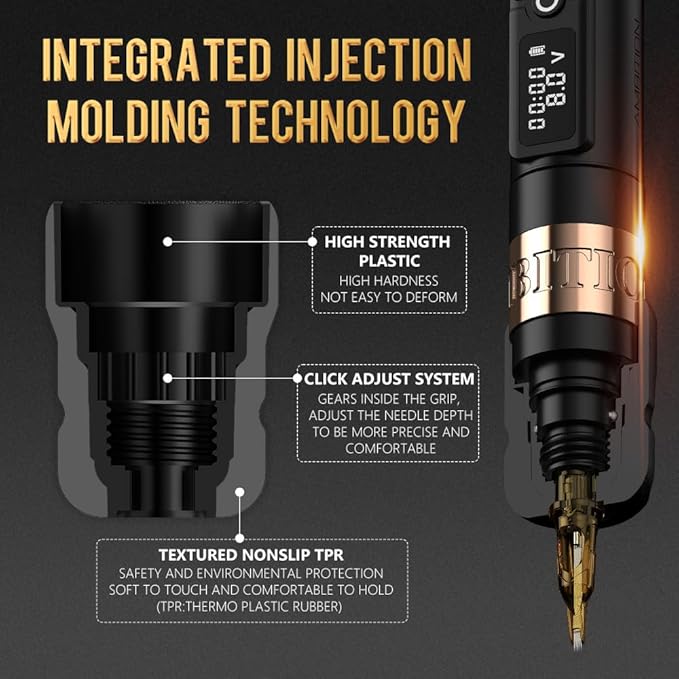 Ambition Soldier P2 Disposable Tattoo Grips - 12Pcs 34mm Professional Tattoo Rubber Grip Cover with Click Adjust System Supply for Rotary Soldier, Zetton, Torped & Shura Tattoo Pen Machine Gun