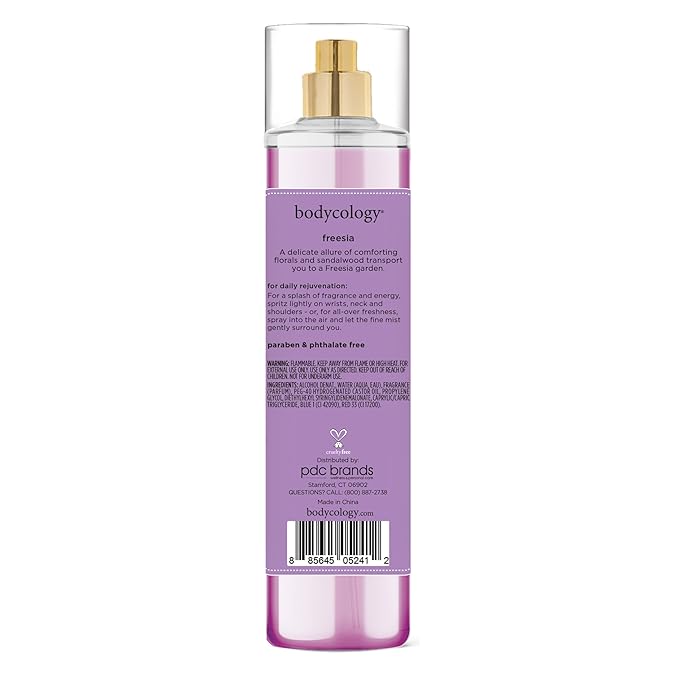 Bodycology Long-Lasting Fragrance Body Mist, Freesia, 8 fl oz