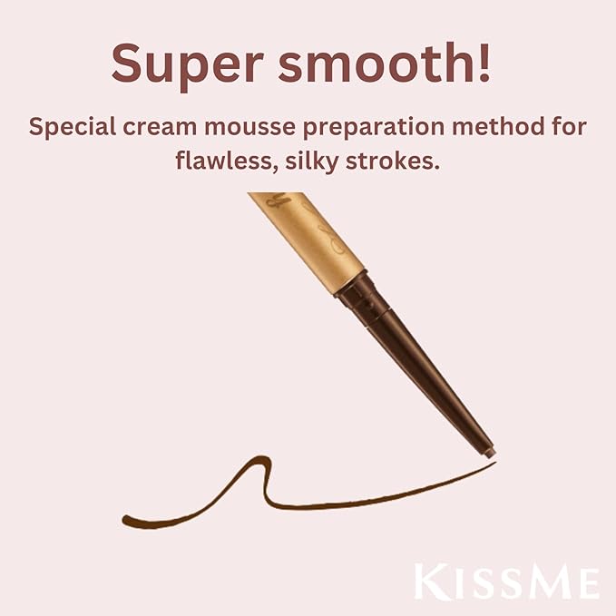 Heroine Make by KISSME Soft Define Waterproof Cream Pencil Eyeliner, Long-Lasting Natural Shades, 0.1g Punched Eyeliner Oval Core, 03 Rosé Brown, 0.01oz