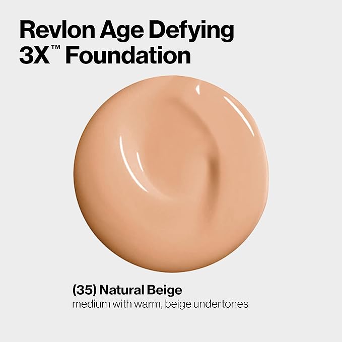 Revlon Liquid Foundation, Age Defying 3XFace Makeup, Anti-Aging Fl Oz