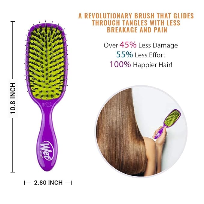 Wet Brush Shine Enhancer Paddle Brush, Marble Silver - Detangler Brush with Ultra Soft Bristles, Infused With Natural Argan Oil, Shiny & Smooth Hair, Wet or Dry, All Hair Types