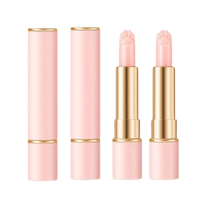 2PCS Thermochromic Lip Balm,Cat Paw Shaped Female