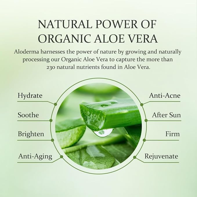 Aloderma 99% Organic Aloe Vera Gel for Face Made within 12 Hours of Harvest - Natural Hydrating Pure Aloe Vera Gel for Soothing Skincare - Moisturizing Aloe Gel for Skin, Face, & Sensitive Skin, 4oz