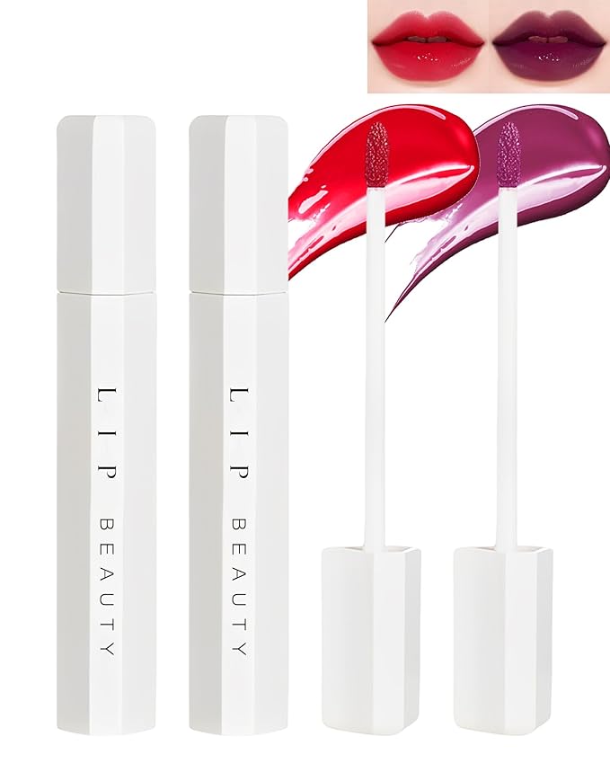 2 Colors Lip Tint Stain Duo, Moisturizing Water Moisturizing