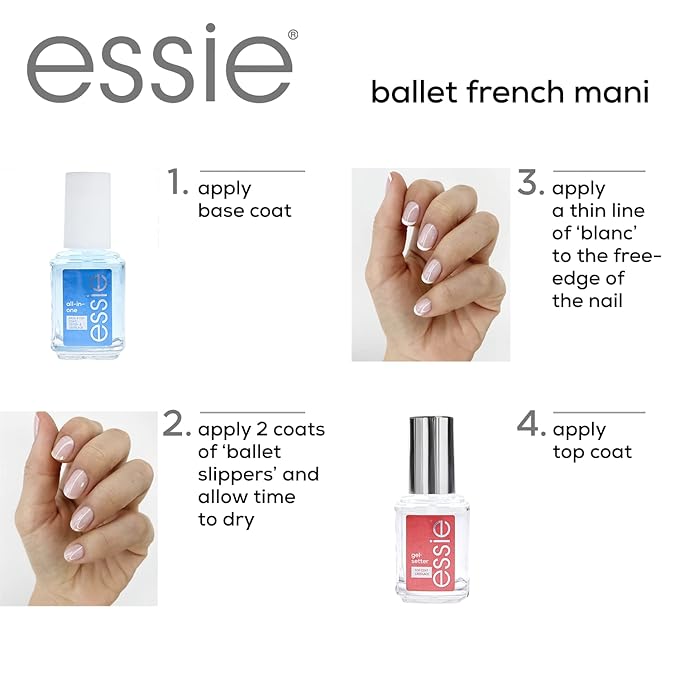 essie nail polish, Ballet French Manicure Kit, a sheer pink and a white nail polish, 8-free vegan, 1 kit