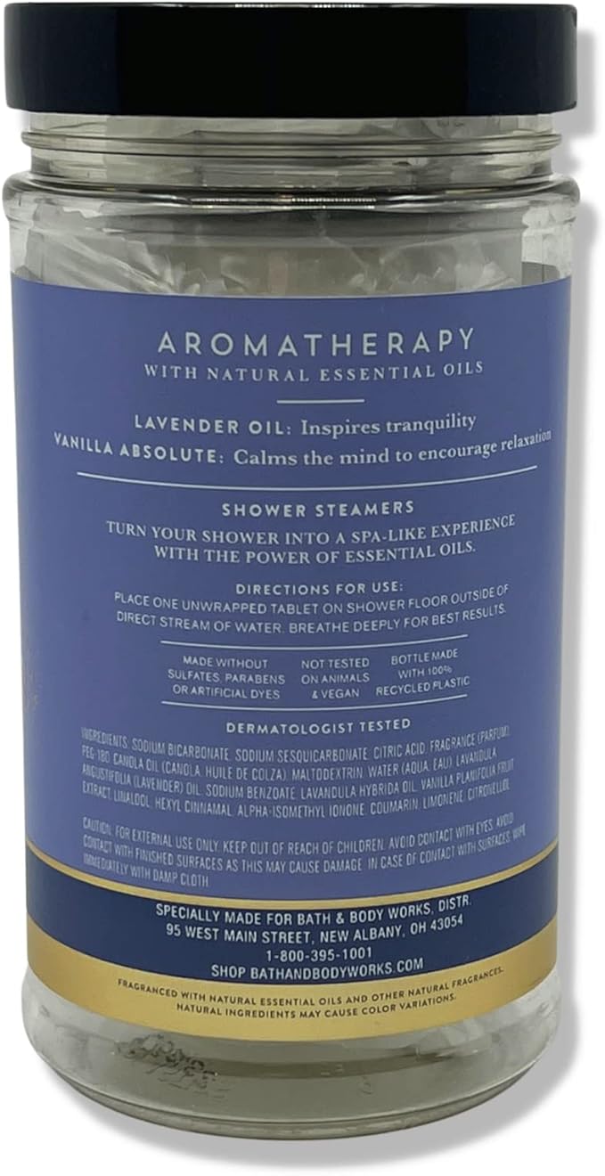 Bath & Body Works - Aromatherapy - Shower Steamers, 6 Tablets Each - 2 Pack Bundle - Lavender Vanilla and Eucalyptus Spearmint