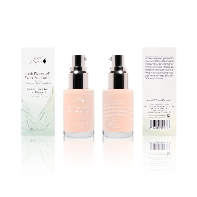 100% PURE Water Foundation Full Coverage Hydrating Makeup, Fl Oz