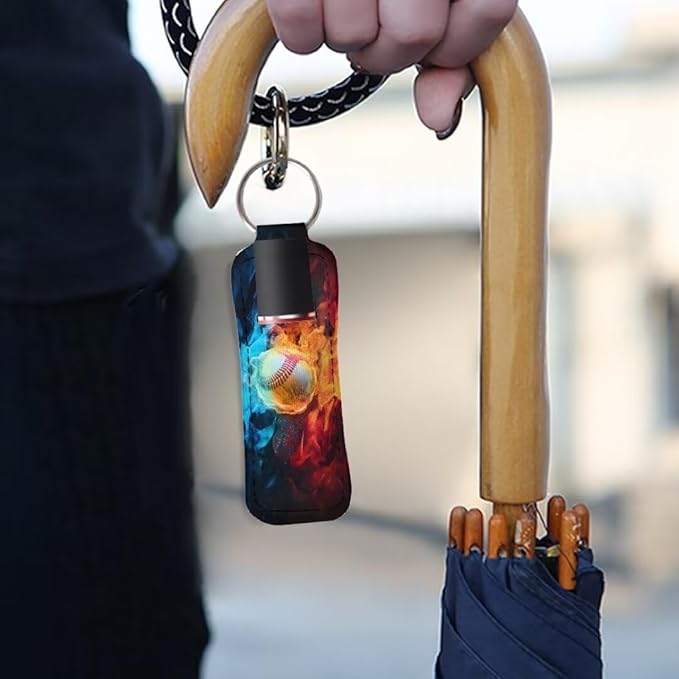 Horeset Burning Football Novelty Chapstick Holder Keychain Slim Burning