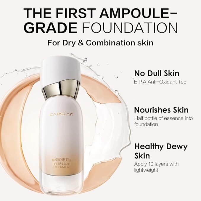 Sheer Liquid Foundation With Hydrating Serum, 24H Long-Lasting 1 FlOz