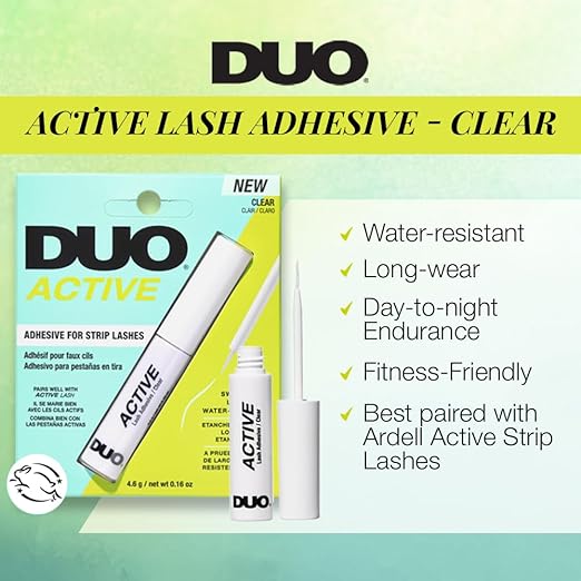 DUO Active Clear Lash Glue – Brush-On Lash Adhesive for Strip Lashes, Quick-Dry, Waterproof Eyelash Glue, 0.16 oz (4.6g)