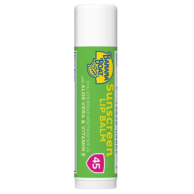 Banana Boat Sunscreen Lip Balm SPF 45 with Aloe Vera & Vitamin E, 0.15oz | Lip SPF, Aloe Vera Lip Balm with SPF, Vitamin E Lip Balm, Moisturizing Lip Balm, Lip Sunblock, Travel Sunscreen, 0.15oz