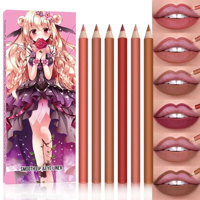 6-Color Velvet Matte Lipstick Pencils Pack for Lips Makeup, Ultra Smooth Creamy Hydrating, Long-Lasting High lmpact Color Soft Finish, Moisturized Lips (6Pcs Matte Lip pencils Set-E, Pack of 1)