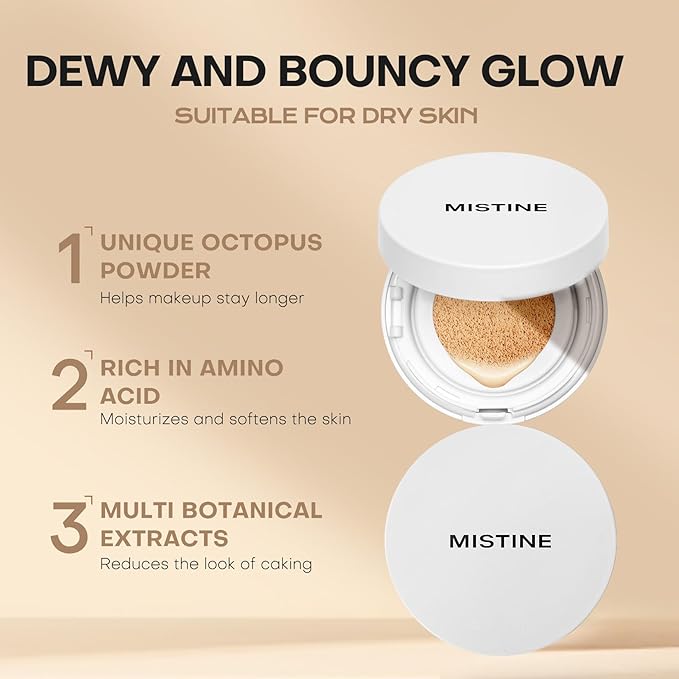 MISTINE Tavel Size Air Cushion Foundation Glow Hydrating Fair Ivory