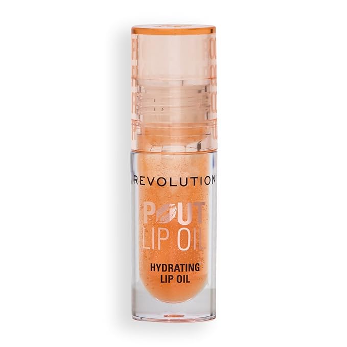 Revolution, Pout Lip Oil, Nourishing Tinted Lip Oil, High Shine, Non-Sticky Finish, Vegan & Cruelty-Free, Honey Shimmer, 0.13 oz
