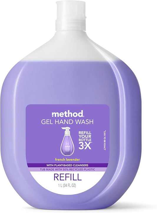Method Gel Hand Soap, Refill, French Lavender, Recyclable Bottle, Biodegradable Formula, 34 Fl Oz (Pack of 1)