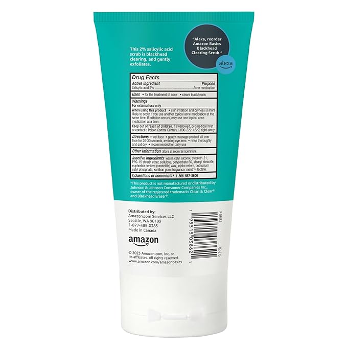 Amazon Basics Salicylic Acid Blackhead Clearing Scrub, 5 Fluid Ounces, 2-Pack