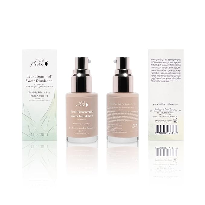 100% PURE Water Foundation Full Coverage Hydrating Makeup, Fl Oz
