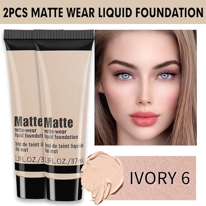 2 Pack Liquid Foundation Cream for Face Makeup,Durable