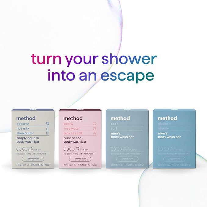 Method Bar Soap, Glacier + Granite, Plastic Free, 2 bars, 5oz each