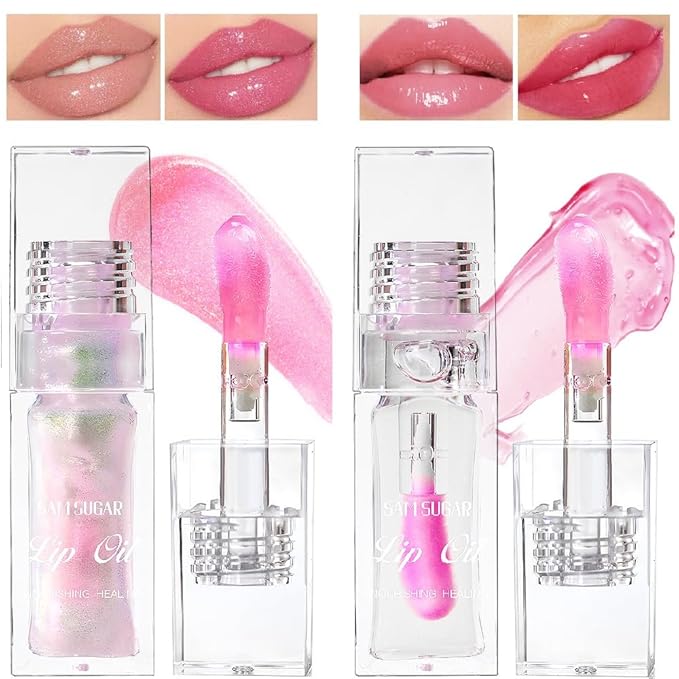 2 Pcs Magic Color Changing Lip Oil,Moisturizing Lip