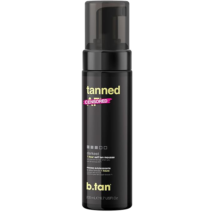 B.TAN Dark Mousse Self Tanner, 1 Hour Sunless Tanner, Vegan, Cruelty Free, 6.7 Fl Oz