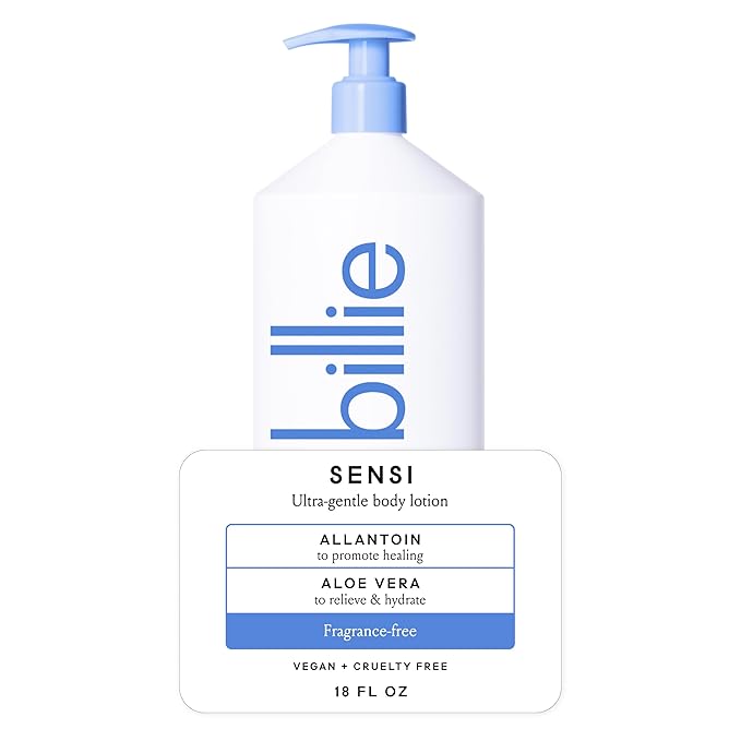 Billie Sensi Ultra-Gentle Women's Body Lotion, Fragrance-Free, Allantoin & Aloe Vera, 18 fl oz