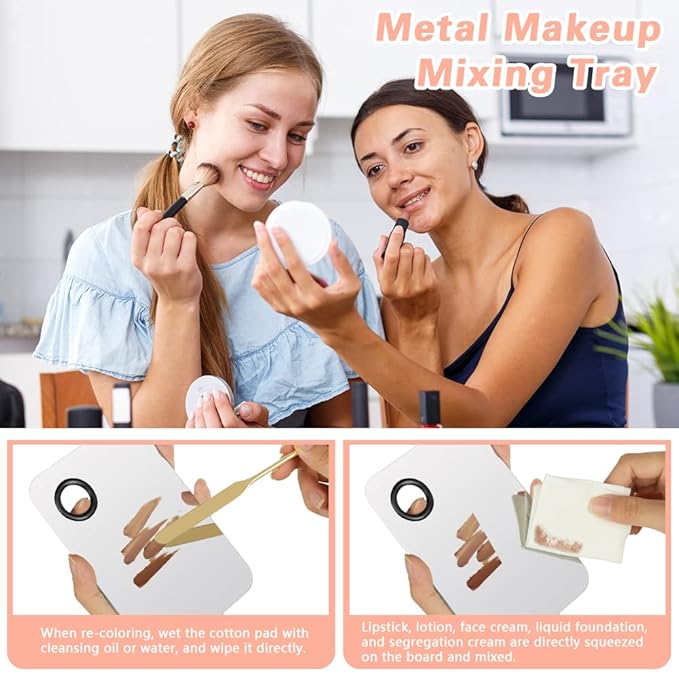 3PCS Makeup Mixing Palette, Stainless Steel Cosmetic Makeup