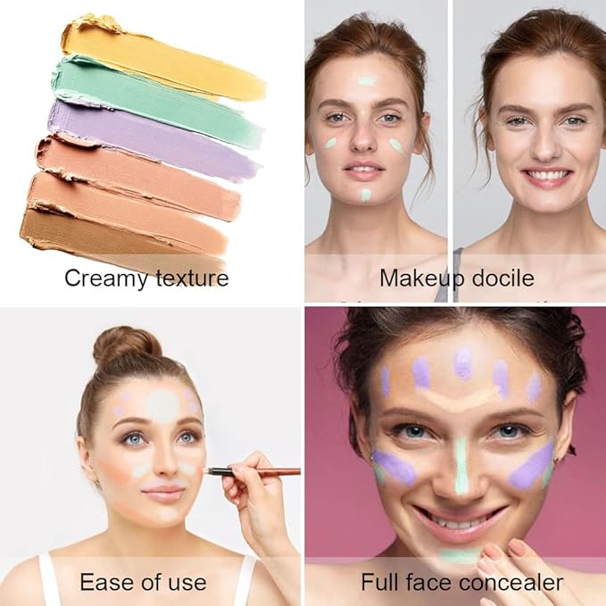 6 Color Correcting Concealer Palette With Concealer Brush,